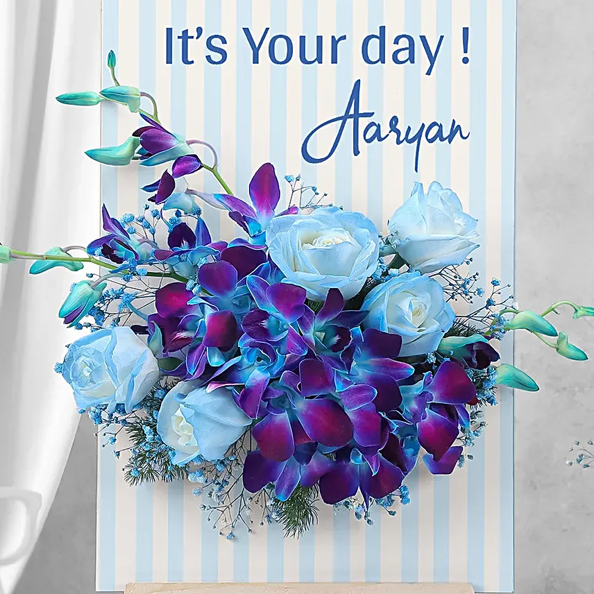 Graceful Orchid and Rose Bithday Bouquet