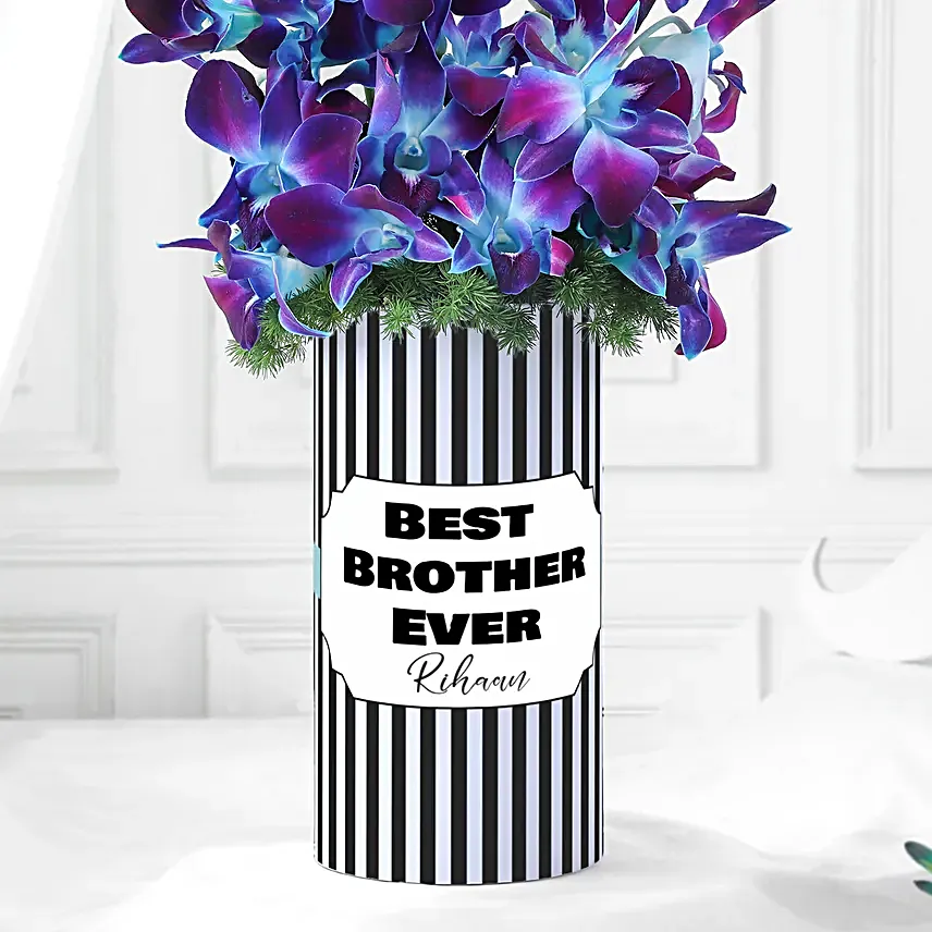 Elegant Orchid Charm Vase for Brother
