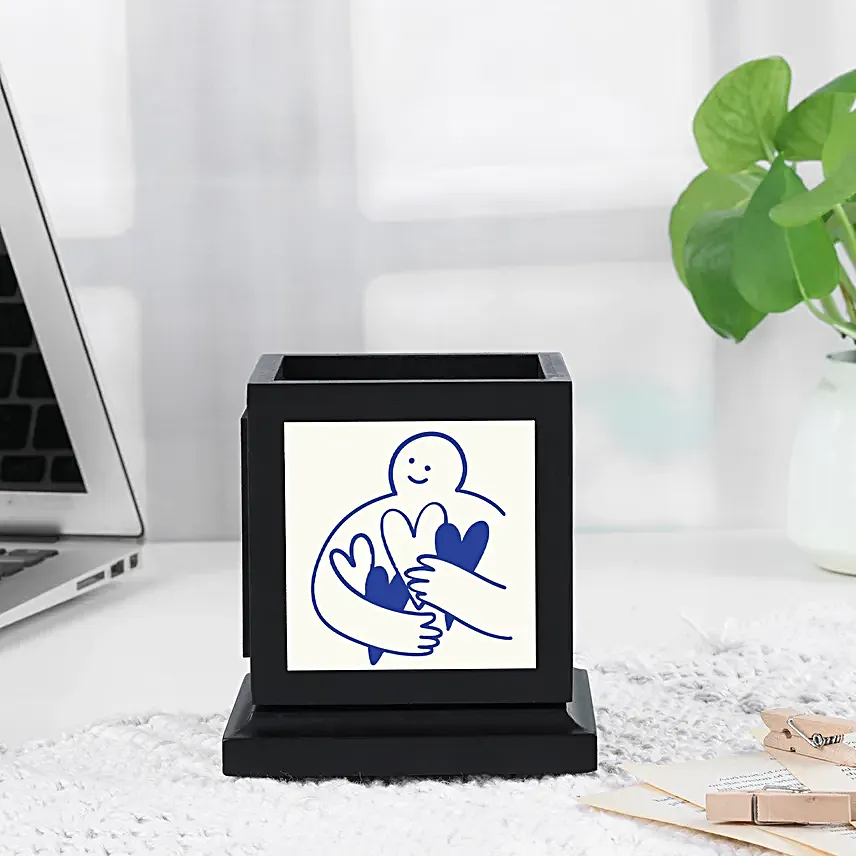 Blue Personalised Rotating Pen Holder