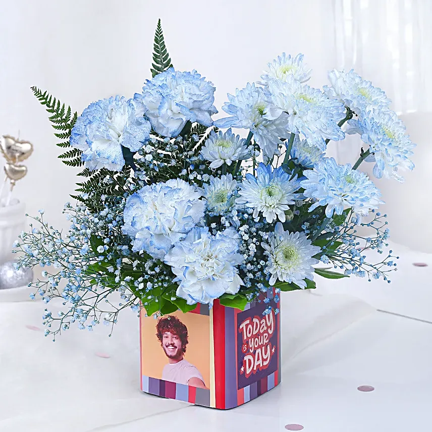 Personalised Enchanted Flowers Vase N Truffle Cake