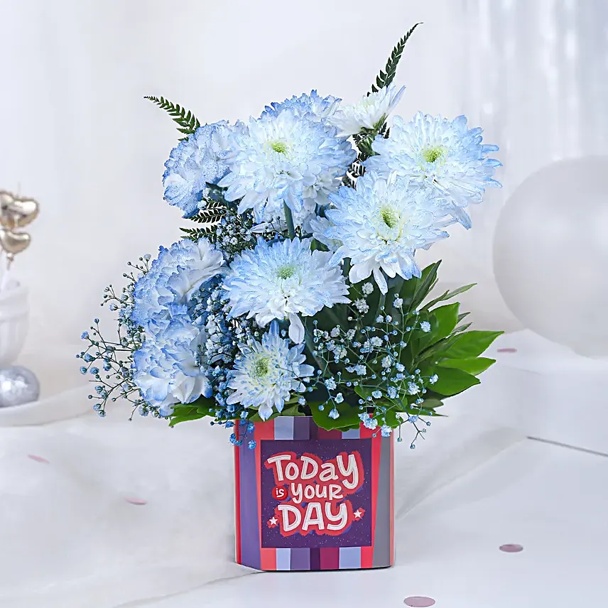Personalised Enchanted Flowers Vase N Truffle Cake