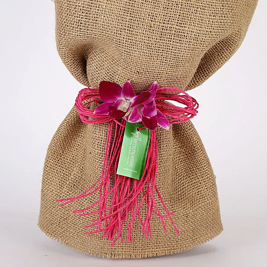 Purple Orchids Bouquet and Truffle Cake Online