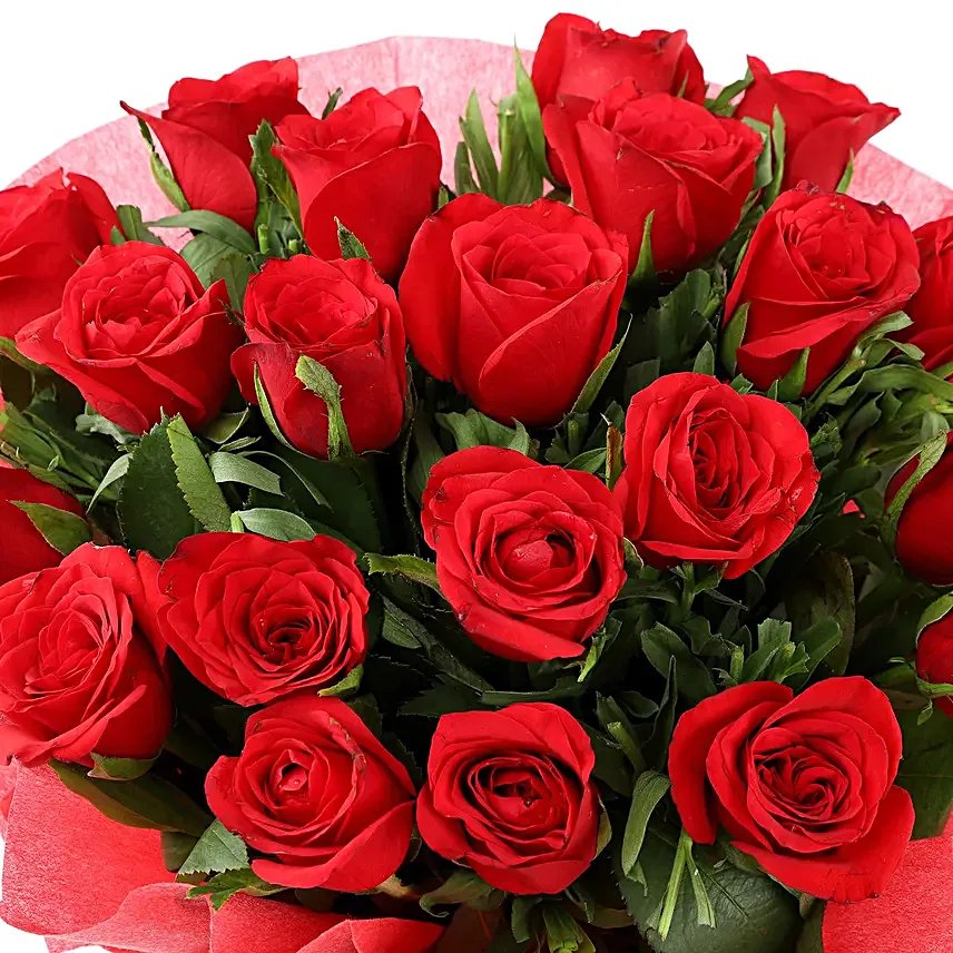 Red Rose with Cake - Bouquet of 10 red roses and 500 grams of chocolate truffle cake.