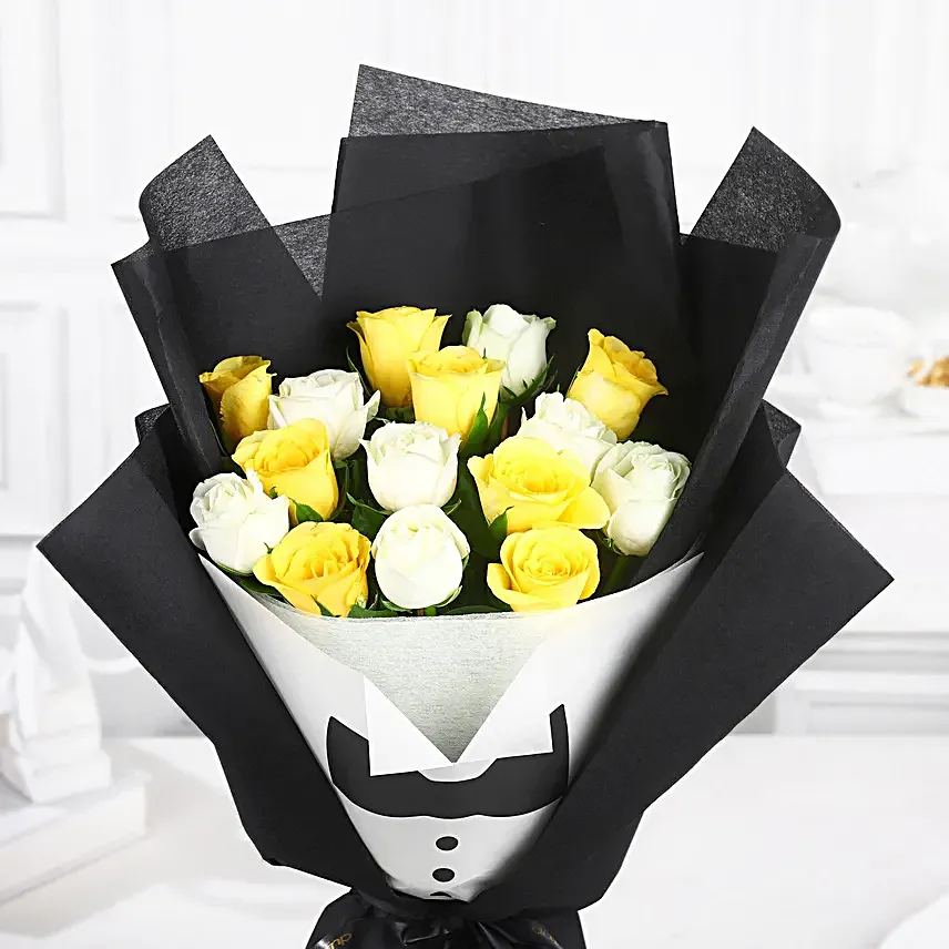 Sunshine Affair Bouquet N Truffle Cake Combo