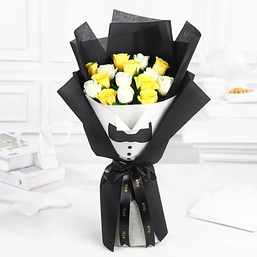 Sunshine Affair Bouquet N Truffle Cake Combo