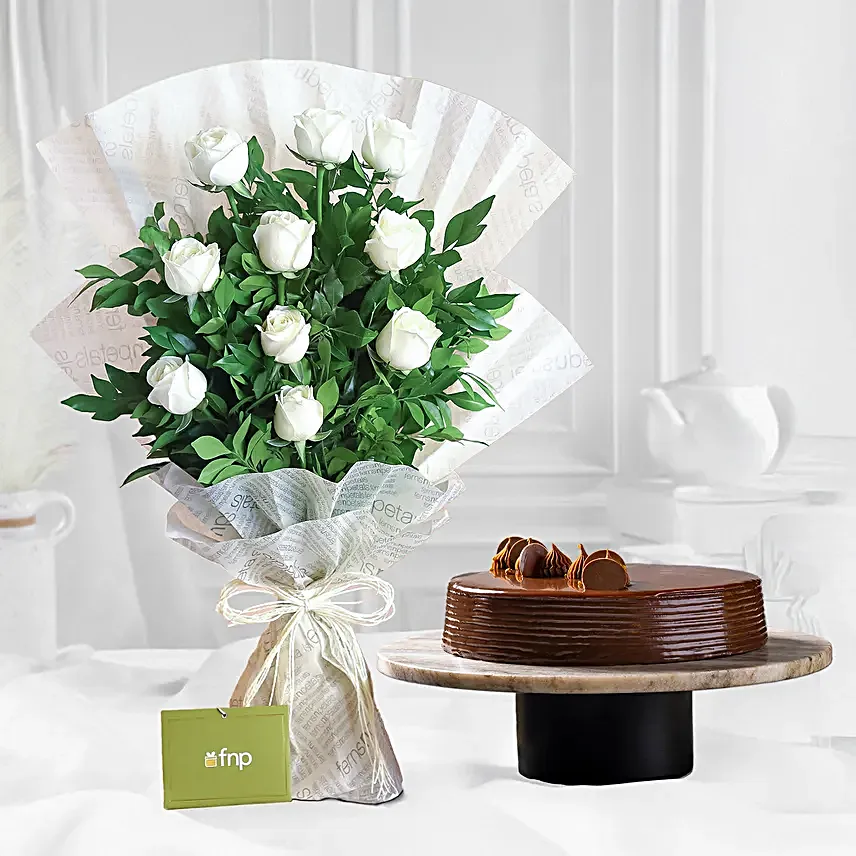 A Cool Breeze Roses Bouquet Truffle Cake