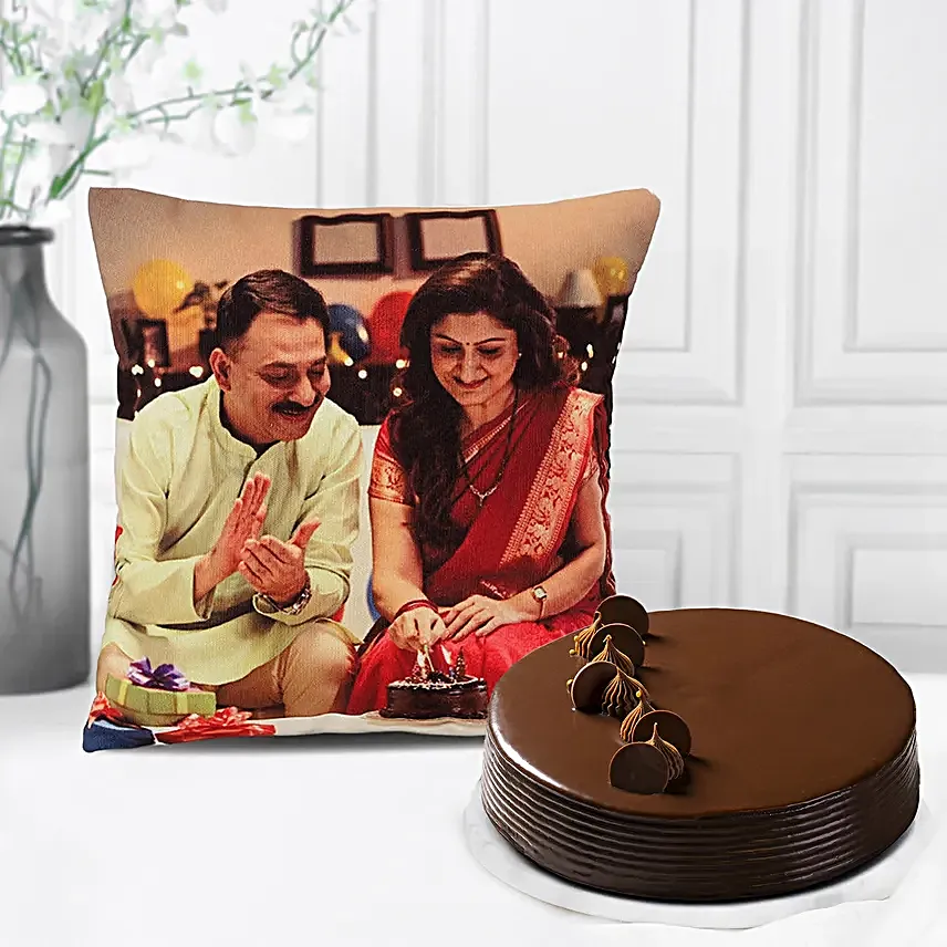 Online Combo of Cake and Personalised Cushion