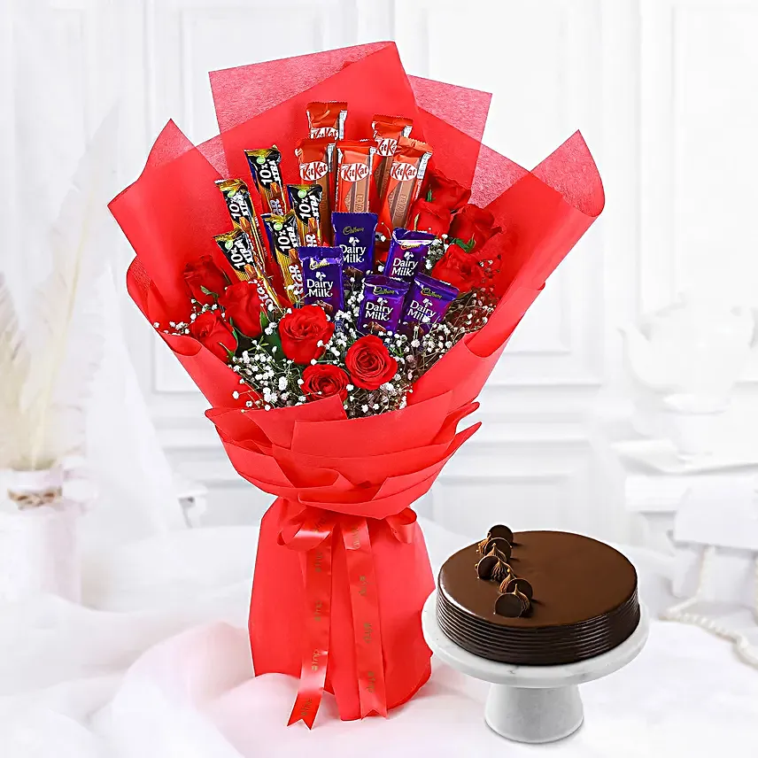 Lovers Delight Rose N Truffle Cake Combo