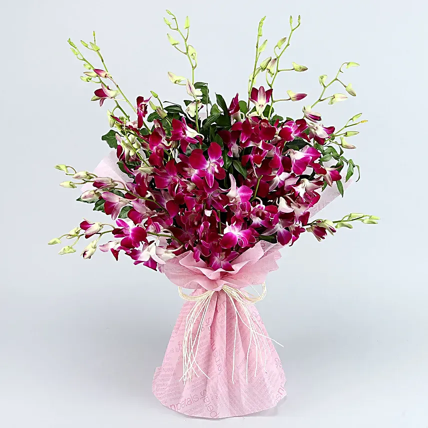 Luxe Love Orchids Bouquet Truffle Cake