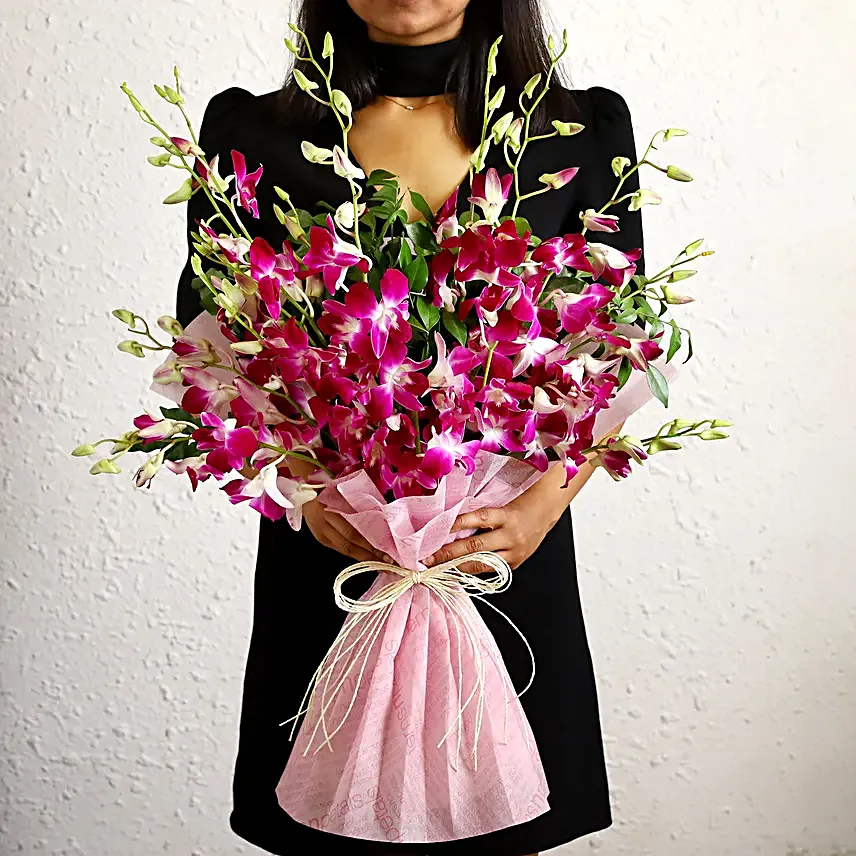 Luxe Love Orchids Bouquet Truffle Cake