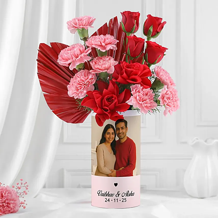 Rosy Anniversary Blooms in Elegant Vase