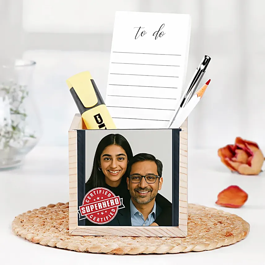Personalised Photo Tabletop Organiser for Dad