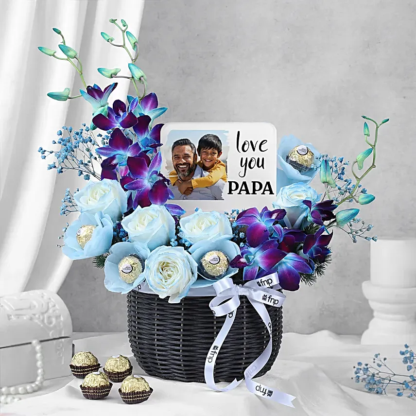 Elegant Gift Hamper with LED Lamp Flowers N Treats