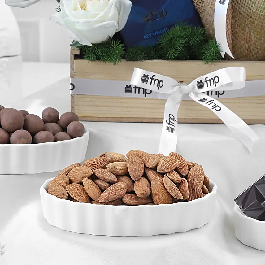 Gift Tray with Sweets Flowers N Plant