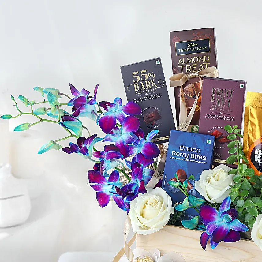 Luxury Gift Hamper with Flowers Sweets N Jade Plant