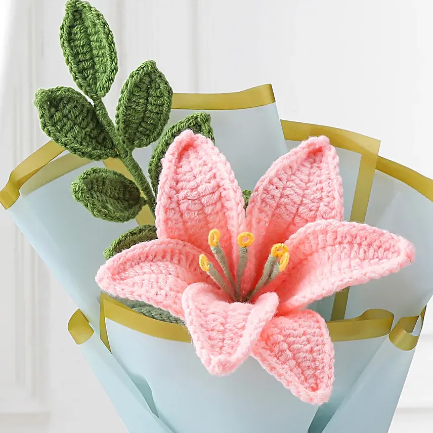 Soft Pink Crochet Lily Bouquet