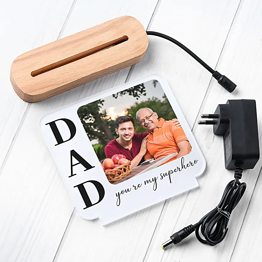 Personalised Fathers Day Square LED Photo Lamp