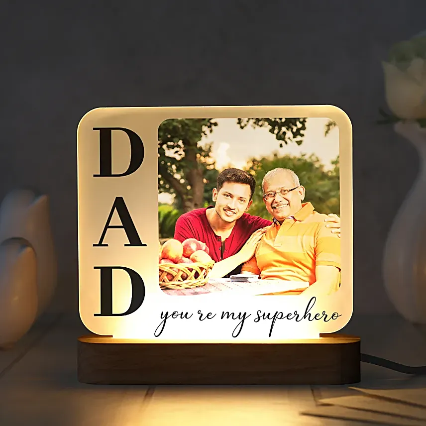 Custom Fathers Day Square LED Keepsake Lamp