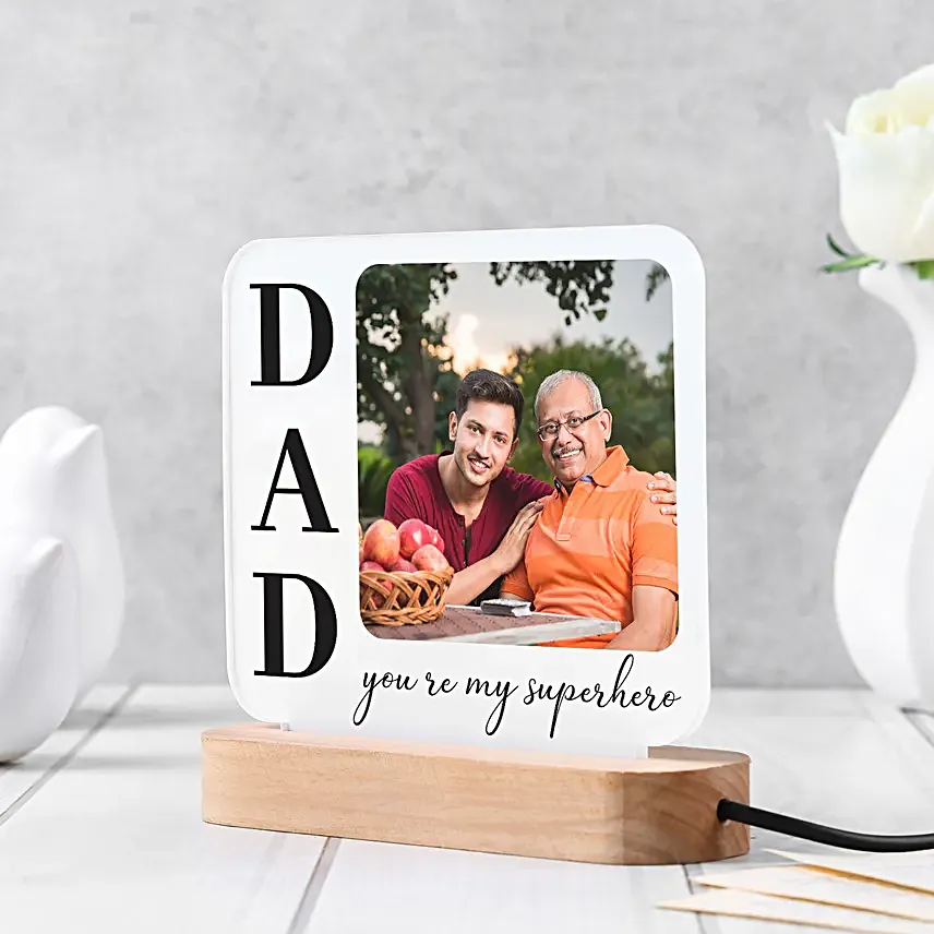 Custom Fathers Day Square LED Keepsake Lamp