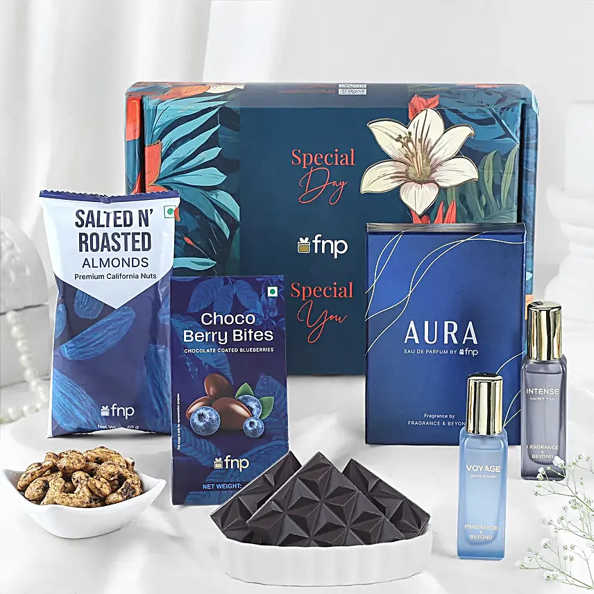 Luxury Gift Box with Perfume N Gourmet Treats