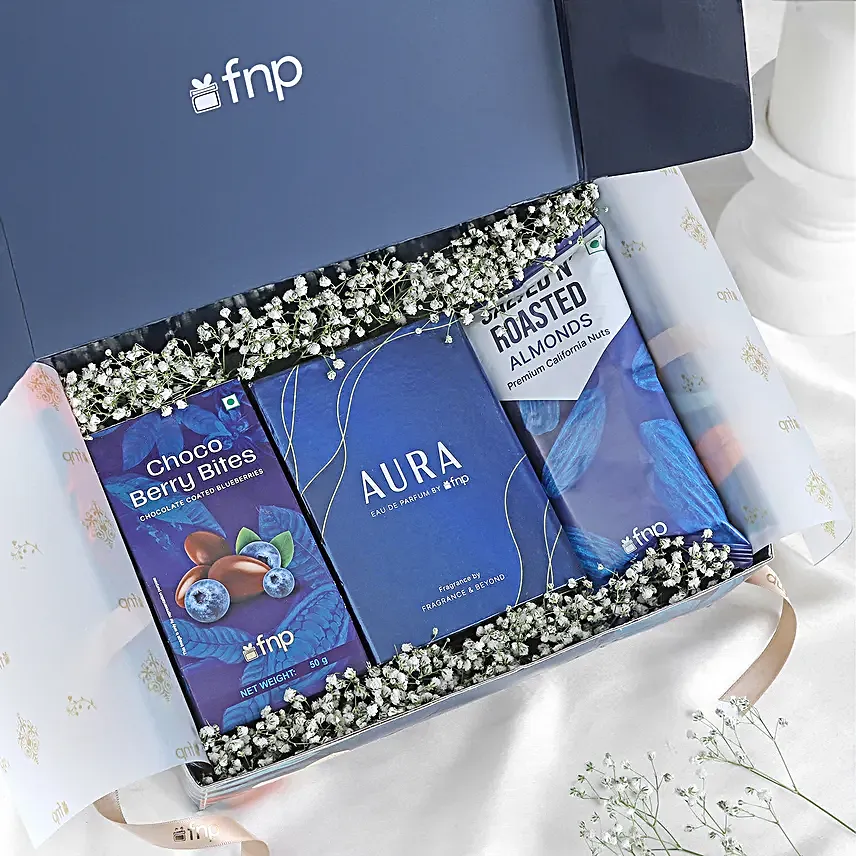 Luxury Gift Box with Perfume N Gourmet Treats