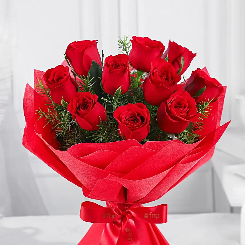 Vivid - 10 Red Roses Bouquet