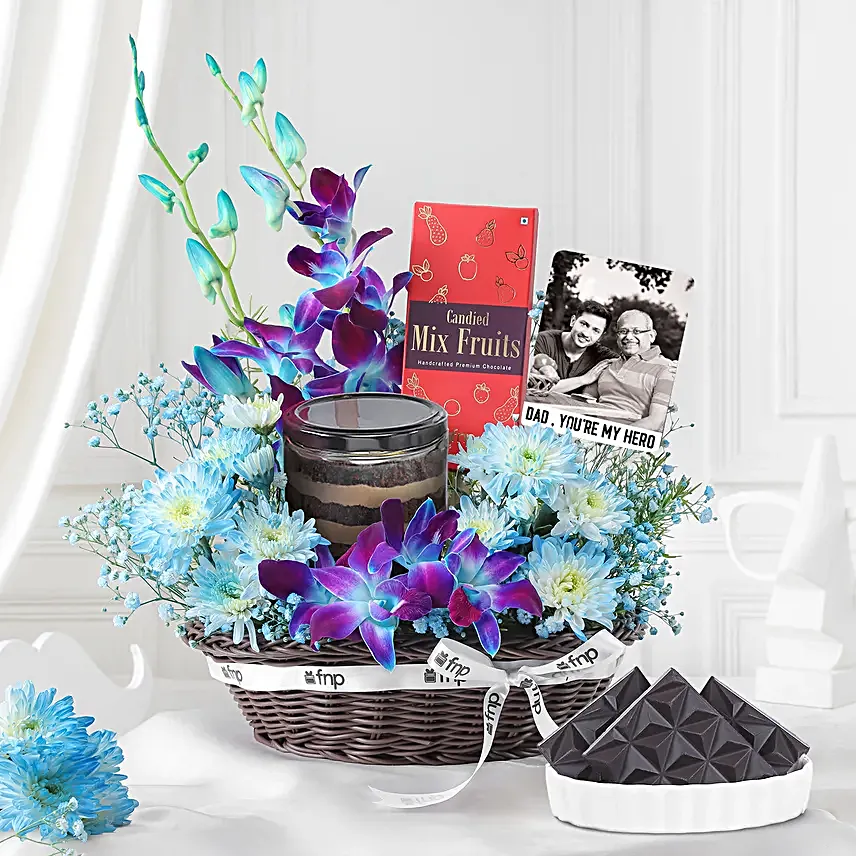Custom Gift Basket with Orchids Chocolates & Cake