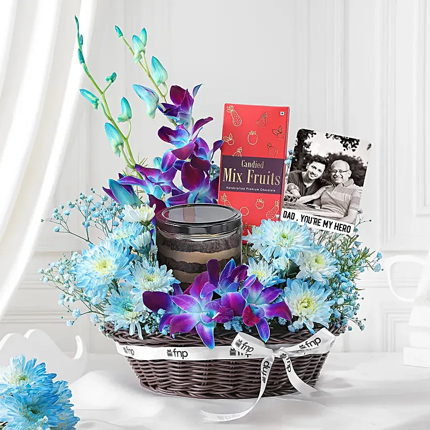 Custom Gift Basket with Orchids Chocolates & Cake