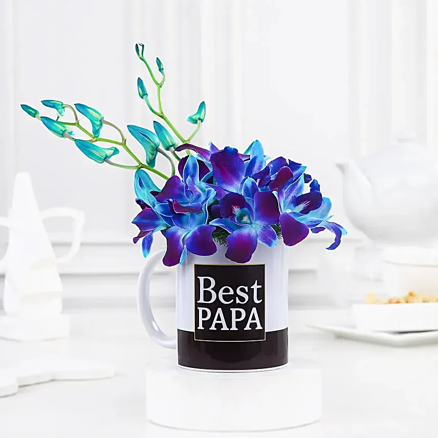 Eggless Truffle Cake N Blue Orchids in Mug