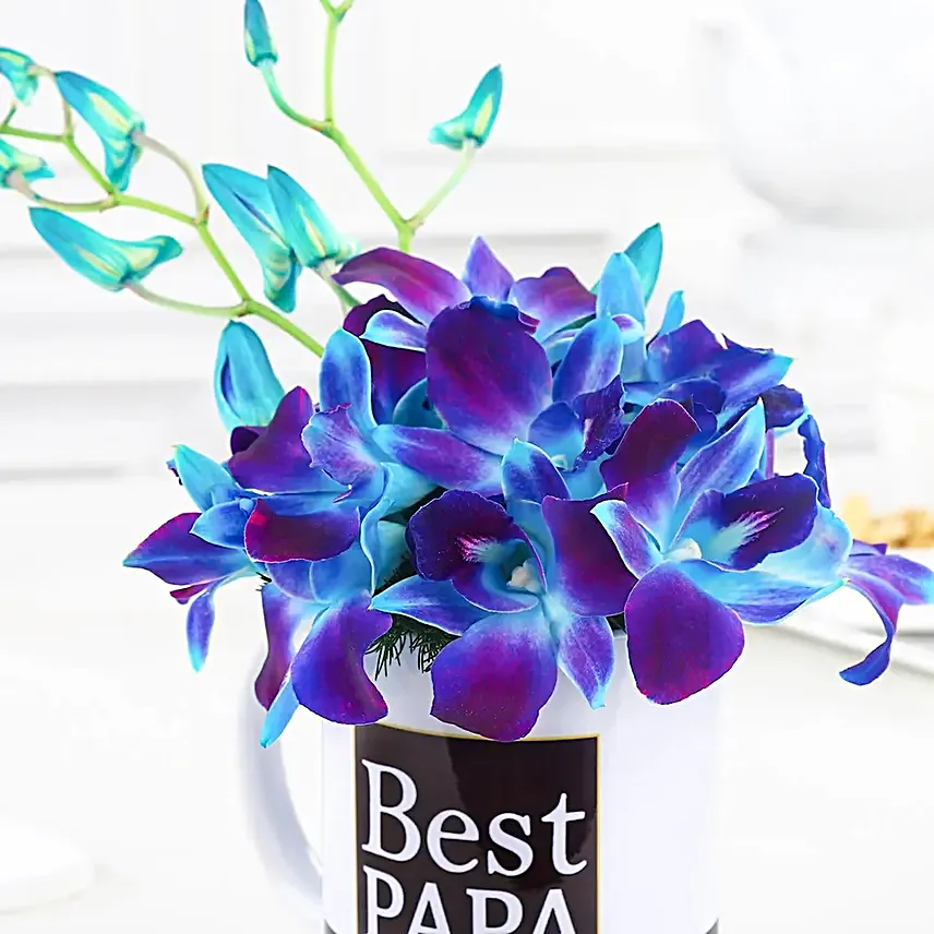 Eggless Truffle Cake N Blue Orchids in Mug