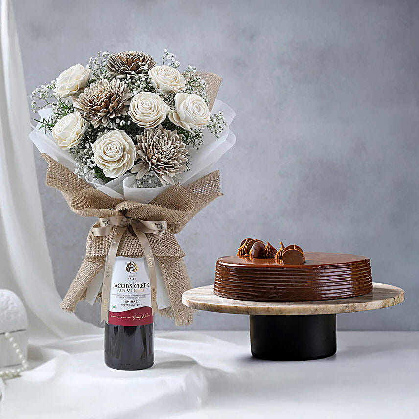 Fathers Day Truffle Cake N Non Alcoholic Wine Set