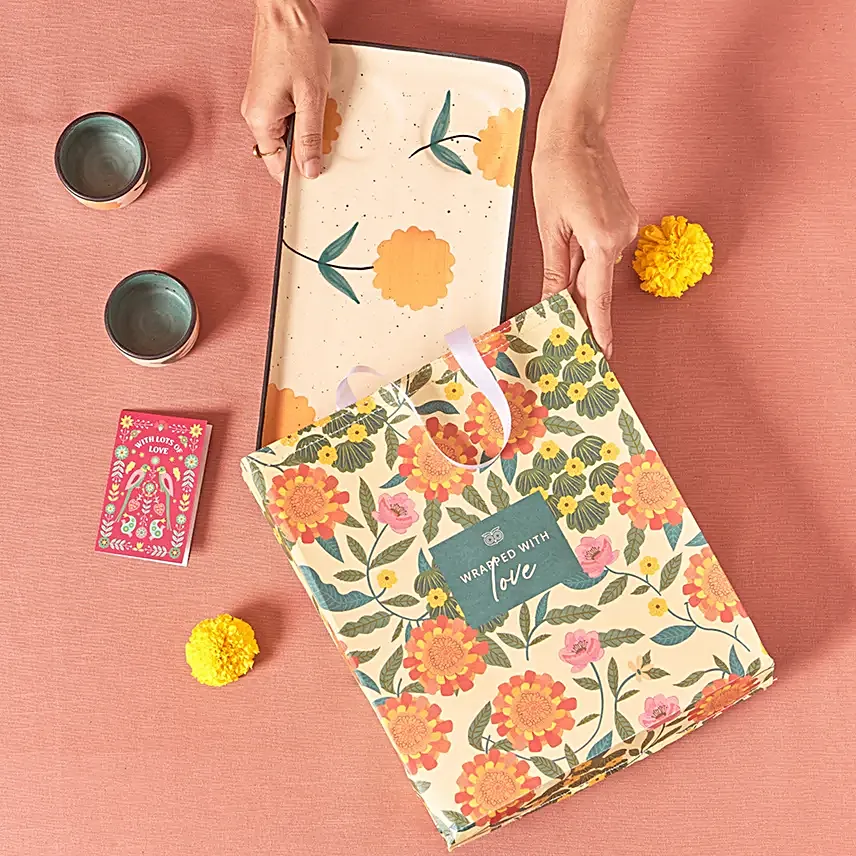Chumbak Handpainted Floral Dip Platter