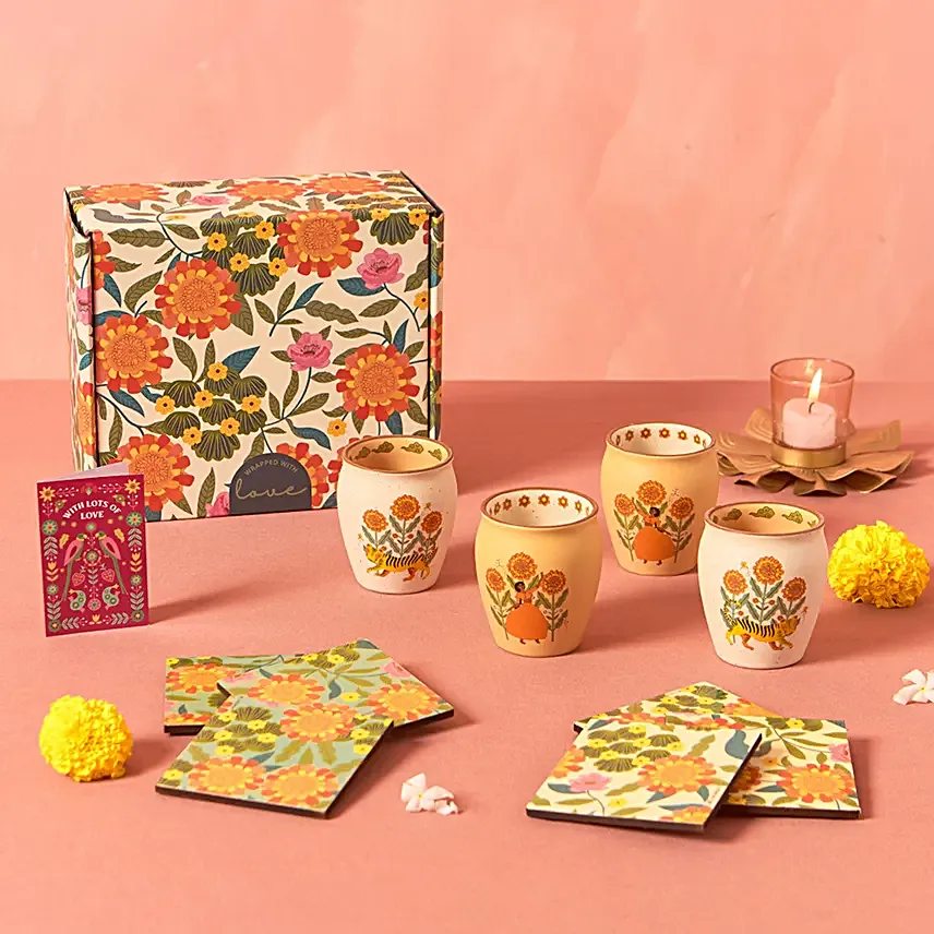 Chumbak Bright Marigold Kulhad Gift Set