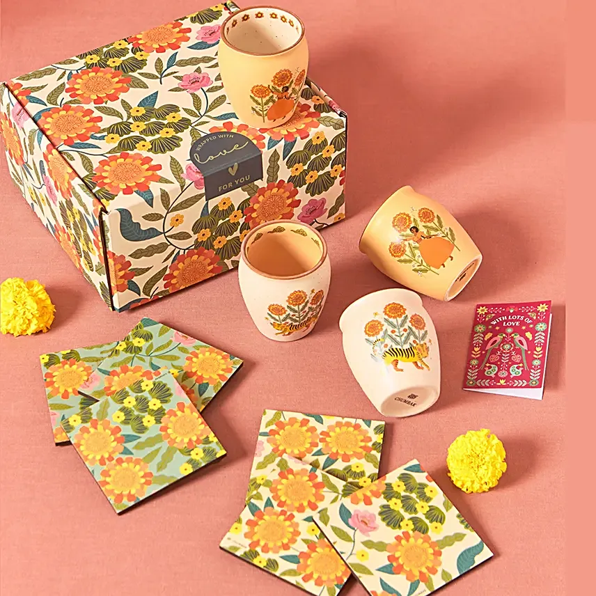 Chumbak Bright Marigold Kulhad Gift Set