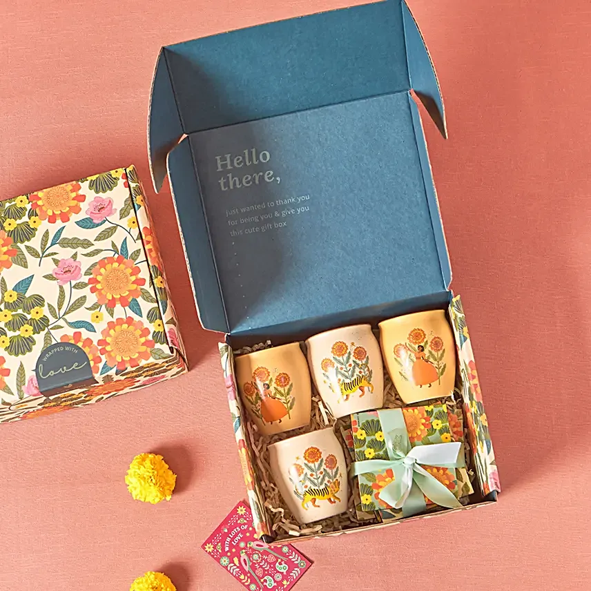 Chumbak Bright Marigold Kulhad Gift Set