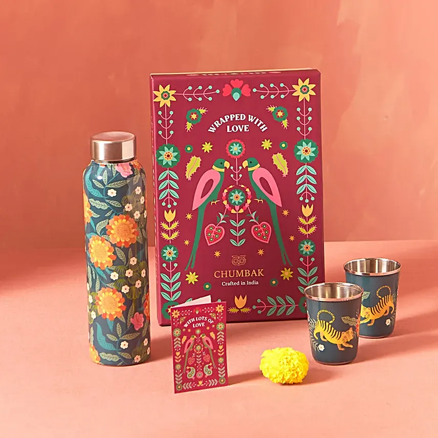 Chumbak Sunny Marigold Drinkware Gift Set