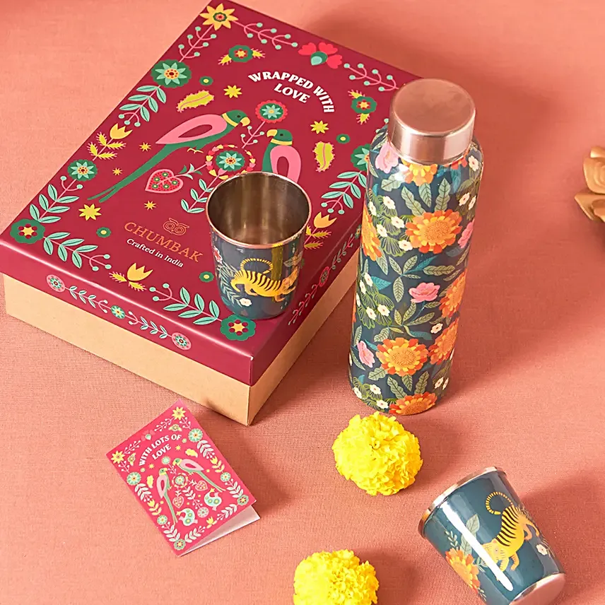 Chumbak Sunny Marigold Drinkware Gift Set
