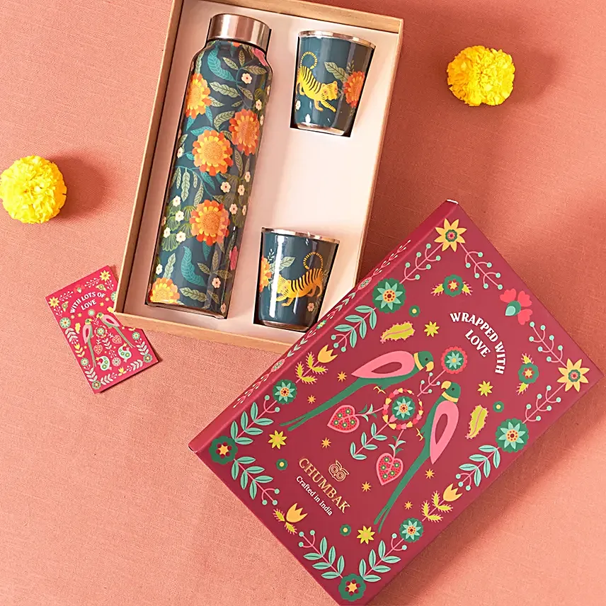 Chumbak Sunny Marigold Drinkware Gift Set