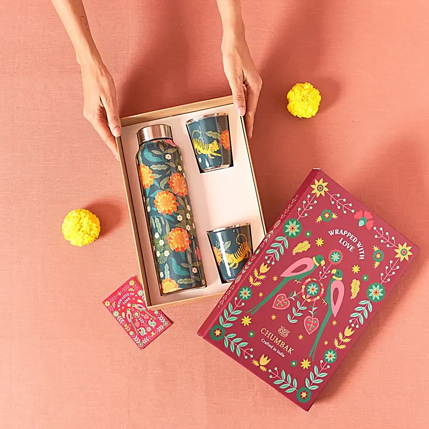 Chumbak Sunny Marigold Drinkware Gift Set