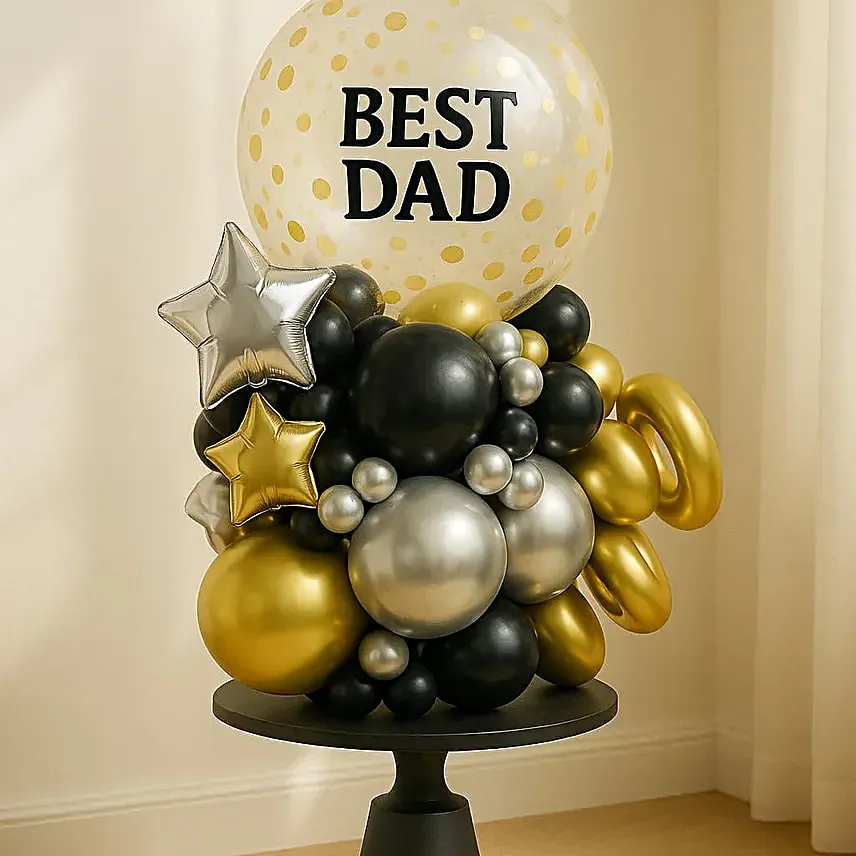 Best Dad Balloon Bouquet with Confetti and Star Foil Balloons