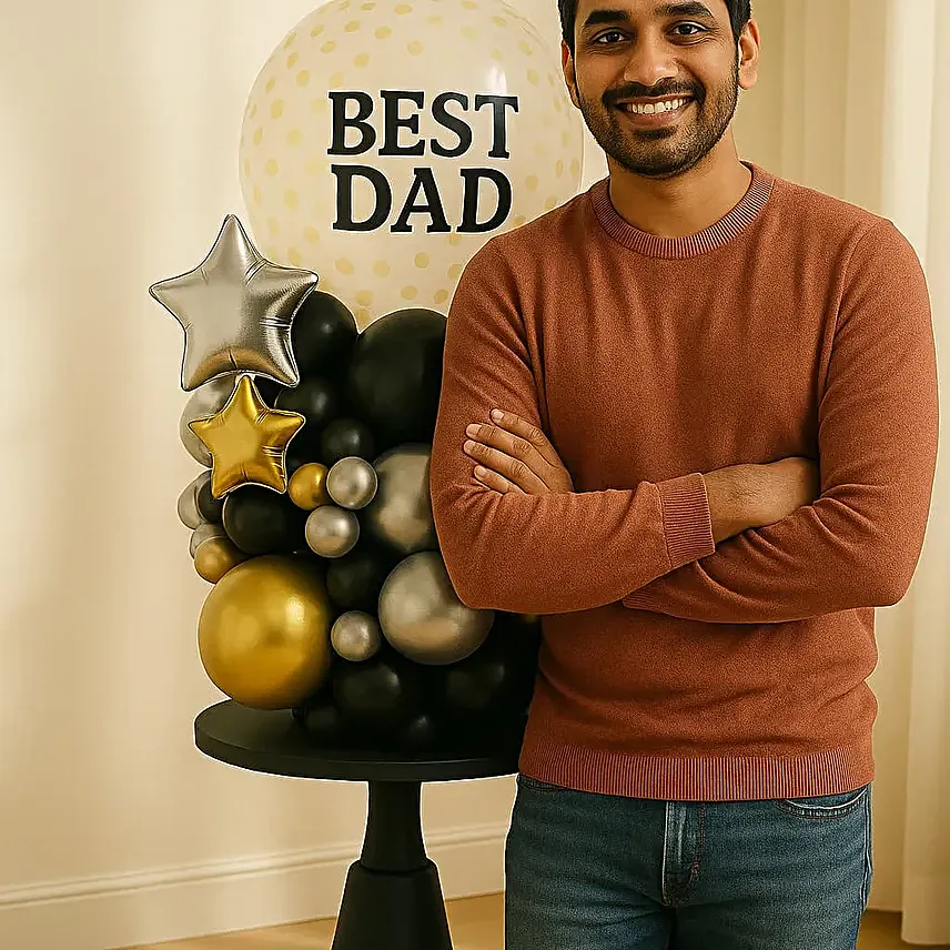 Best Dad Balloon Bouquet with Confetti and Star Foil Balloons