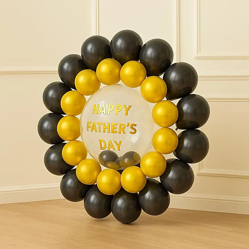 Happy Fathers Day Balloon Bouquet with Black and Golden Latex