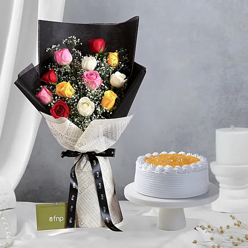Young Love Colourful Bouquet Pineapple Cake