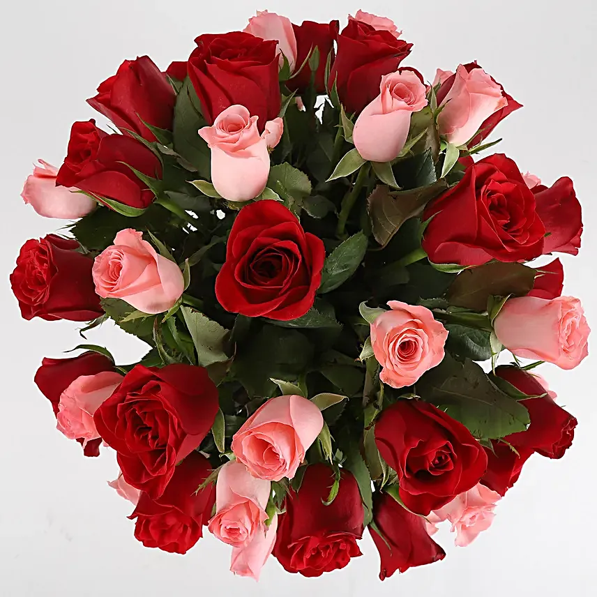Mix Red n Pink roses with black forest cake