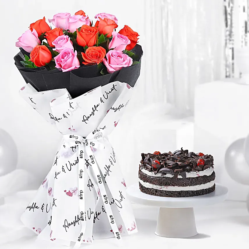 Personalised Couple Love Bouquet N Sumptuous Cake