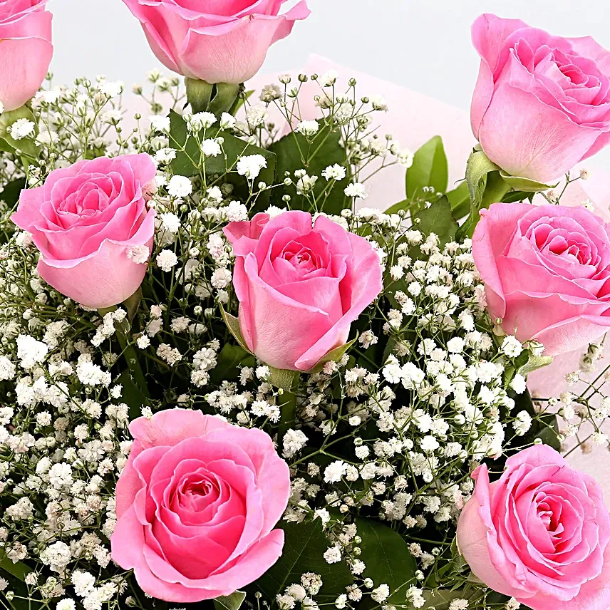 Dreamy Pink Roses Bouquet Pineapple Cake