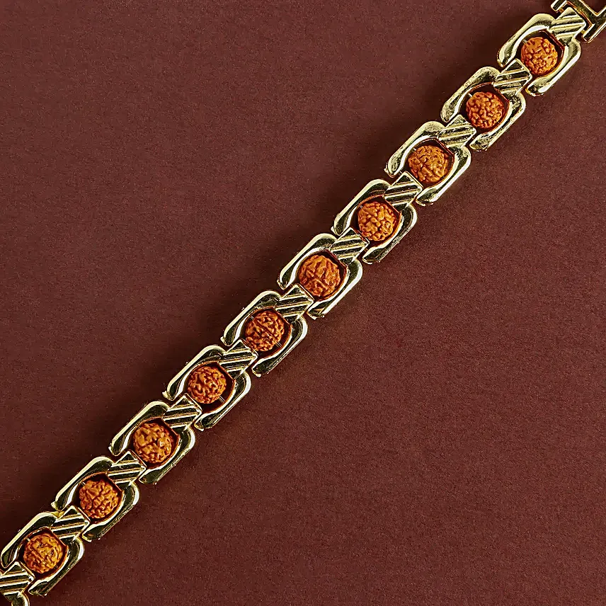 Glamorous Gold Embellished Rudraksh Rakhi N Barfi Bites