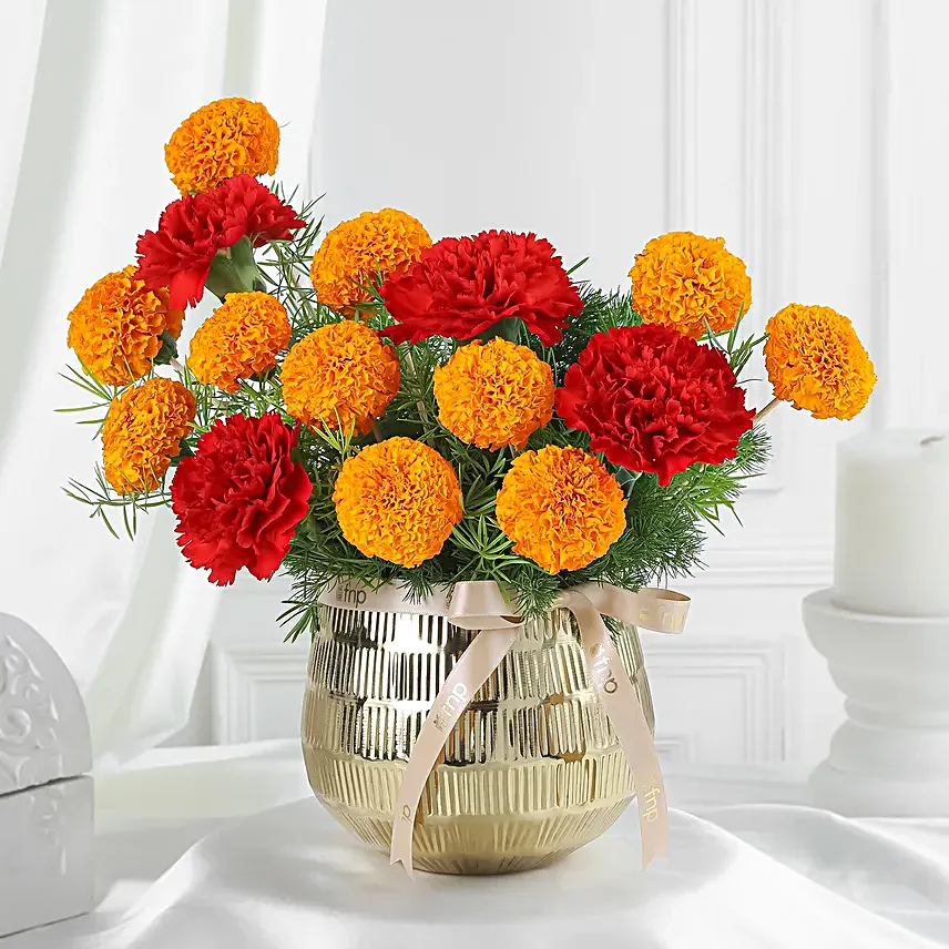 Festive Rakhi Floral Hamper with Chocolates and Evil Eye