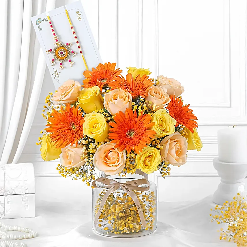 Vibrant Rakhi Floral Gift