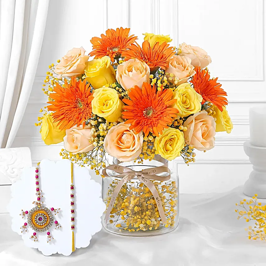 Vibrant Rakhi Floral Gift